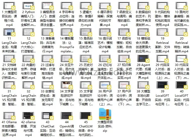 大模型项目实战：Python编程 & LangChain进阶（20多个应用场景） (图3)